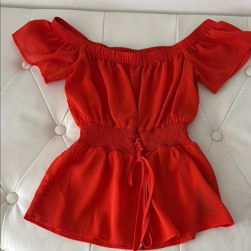 Elegant Orange Off-Shoulder Top